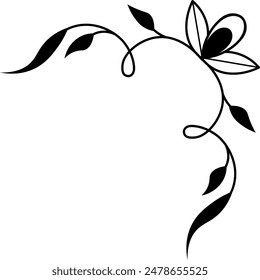 Flat isolated floral corner on white background. Corner ornament vector illustration
