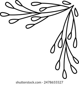 Flat isolated floral corner on white background. Corner ornament vector illustration