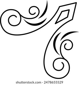 Flat isolated floral corner on white background. Corner ornament vector illustration