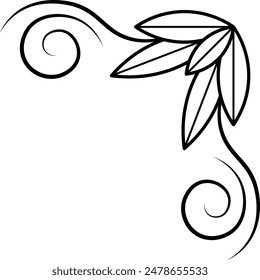 Flat isolated floral corner on white background. Corner ornament vector illustration