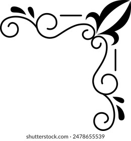 Flat isolated floral corner on white background. Corner ornament vector illustration