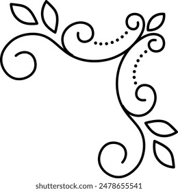 Flat isolated floral corner on white background. Corner ornament vector illustration