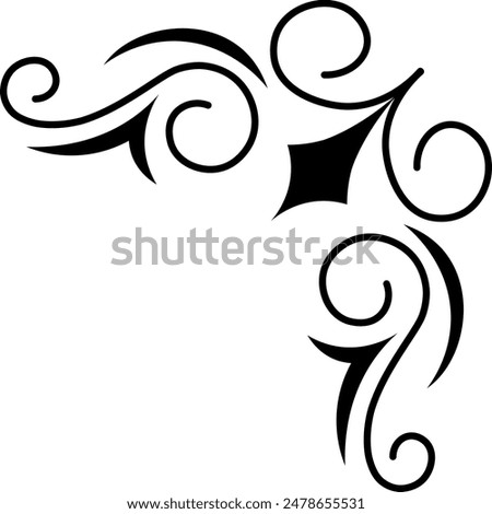 Flat isolated floral corner on white background. Corner ornament vector illustration