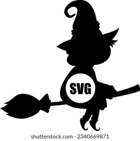 Flat isolated flying witch. Cartoon witch illustration vector.