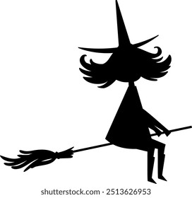 Flat isolated flying witch. Cartoon witch illustration vector.