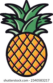 Flat isolated fresh fruit. Cartoon fruit illustration vector.