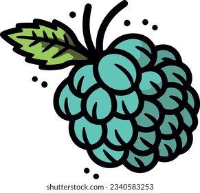 Flat isolated fresh fruit. Cartoon fruit illustration vector.