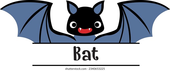 Flat isolated funny bat. Cartoon bat illustration vector.