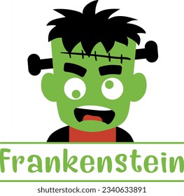 Flat isolated funny frankenstein. Cartoon frankenstein illustration vector.