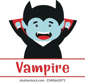 Vampiro verde de Halloween aislado. Vector de ilustración de vampiros de dibujos animados.