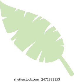 Flaches, isoliertes grünes Blatt auf weißem Hintergrund.  Vektorillustration tropischer Blätter. Ökologie.