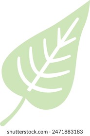 Flat isolated green leaf on white background.  Tropical leaf vector illustration. Ecology.