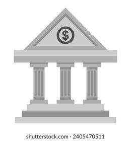 Flat isolated Grey Bank icon. Business and Building vector illustration
