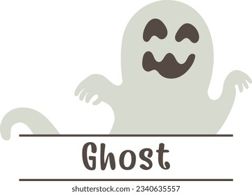 Flat isolated halloween ghost. Cartoon ghost illustration vector.