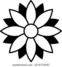 Flat isolated  hand drawn flower. Vector illustration.