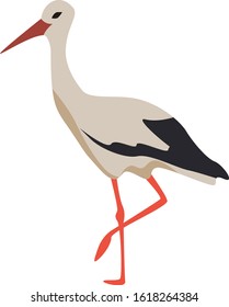 Flat isolated heron. Bird illustration vector. 