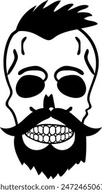 Flat isolated hipster skull. Halloween skull illustration vector.