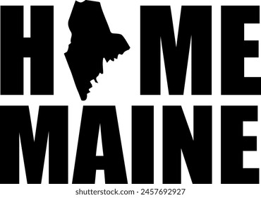 Piso aislado Home Maine. Vector de ilustración del estado de Maine.