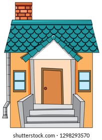 Ilustración de una casa aislada y plana