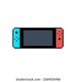 Flat Isolated Icon of a Mobile Video Console on White Background. Pixel Art. Vector