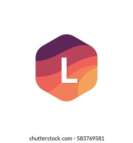 Flat isolated L letter logo hexagon shape sign company icon vector design