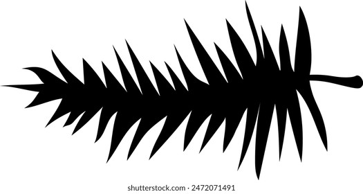 Flat isolated leaf silhouette on white background.  Tropical leaf vector illustration. Ecology.