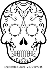 Flat isolated mexican sugar skull. Day of the Dead Skull illustration vector.