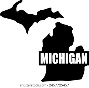 Flat isolated Michigan State. American state of Michigan map illustration vector.