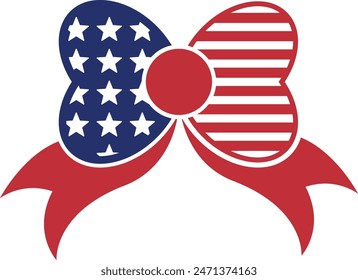 Flat isolated patriotic bow. 4th of july illustration vector.