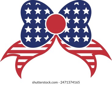 Flat isolated patriotic bow. 4th of july illustration vector.