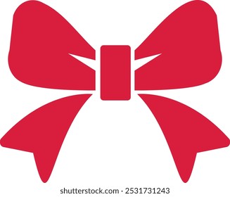 Flat isolated red bow. Christmas bow illustration vector.