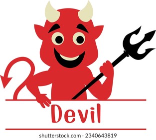 Un demonio rojo aislado. Vector de ilustración del diablo de dibujos animados.