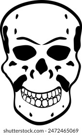 Flat isolated scary skull. Halloween skull illustration vector.