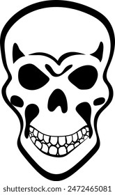 Flat isolated scary skull. Halloween skull illustration vector.