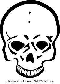 Flat isolated scary skull. Halloween skull illustration vector.