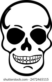 Flat isolated scary skull. Halloween skull illustration vector.