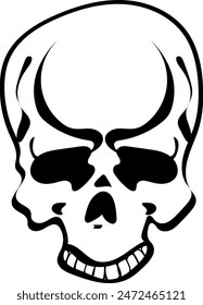 Flat isolated scary skull. Halloween skull illustration vector.