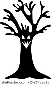 Árbol de miedo aislado plano. Vector de ilustración de árbol muerto de dibujos animados.