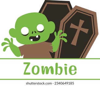 Flat isolated scary zombie. Cartoon zombie illustration vector.