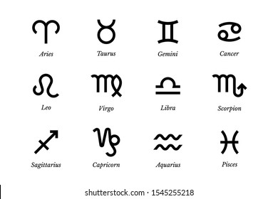 Flat Isolated Schematic Zodiac Signs Set Stock Vector (Royalty Free ...