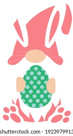 Flat isolated silhouette Gnome. Easter Gnome  illustration vector. 