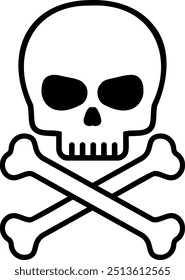 Flat isolated skull and crossbones. Halloween skull illustration vector.