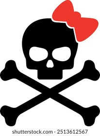 Flat isolated skull and crossbones. Halloween skull illustration vector.