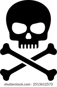 Flat isolated skull and crossbones. Halloween skull illustration vector.