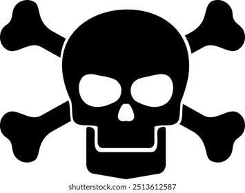 Flat isolated skull and crossbones. Halloween skull illustration vector.