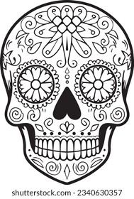 Flat isolated sugar skull. Cartoon skull illustration vector.