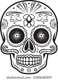 Flat isolated sugar skull. Cartoon skull illustration vector.