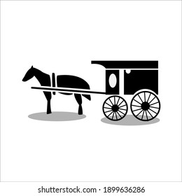 Flat, isolated and trendy horse-drawn carriage. Horse carriage background for your website design logo, app, UI. Vector icon illustration, EPS10.