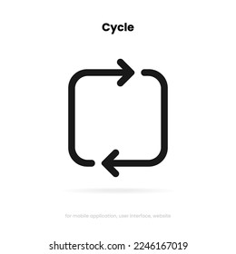 Flat isolated vector elements. Minimal modern sync, reload, rotate, swap, repeat, reset, sustainability, shuffle icon emblem symbol. 3d blue synchronize icon. Mobile app icons. Device UI UX mockup.