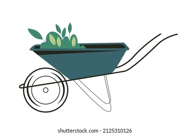 Flat isolated vector garden wheelbarrow
